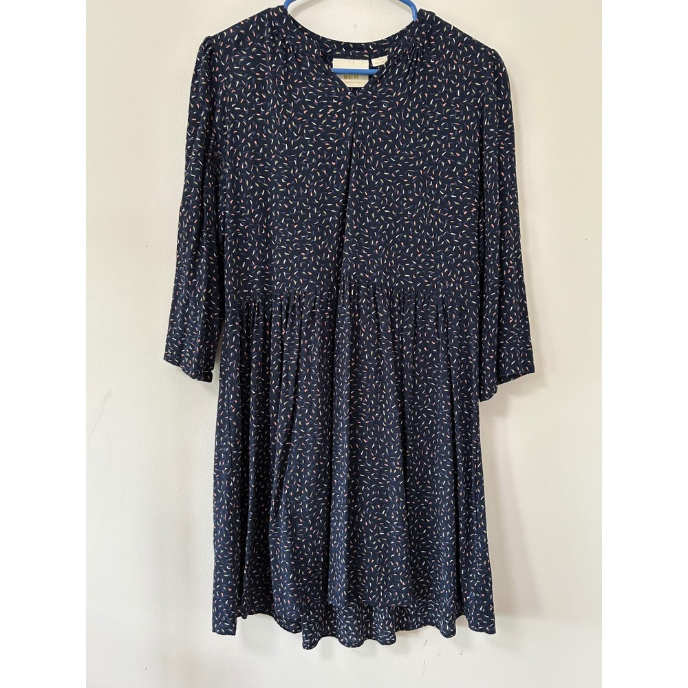 Maeve Anthropologie Confetti Print Empire Waist Dress Womens Medium Navy Boho